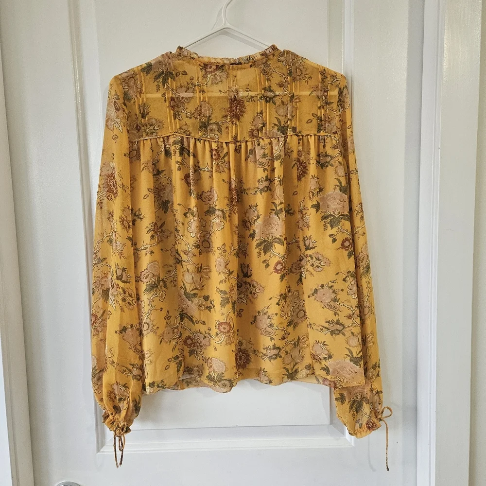 Aritzia Wilfred Lourdes Floral Yellow Blouse‎ Size Small - Picture 9 of 9